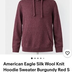 American Eagle Outfitters Burgundy Red Silk-Wool Knit Hoodie Sweater
